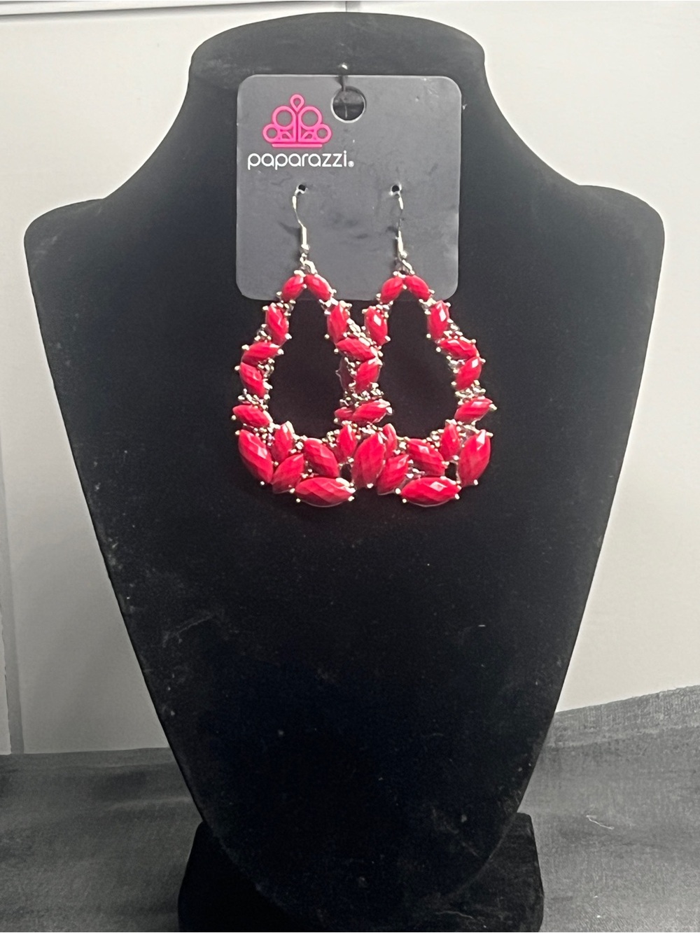 Paparazzi Red Teardrop Beaded Earrings